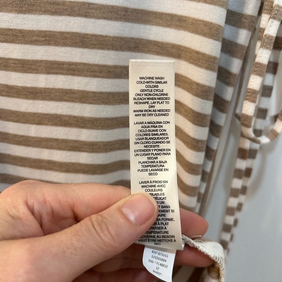 Chico's Beige White Striped Side Lacing Midi Tank Dress Size 1 M Stretch Casual - Picture 9 of 9